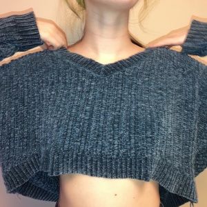 blue cropped sweater